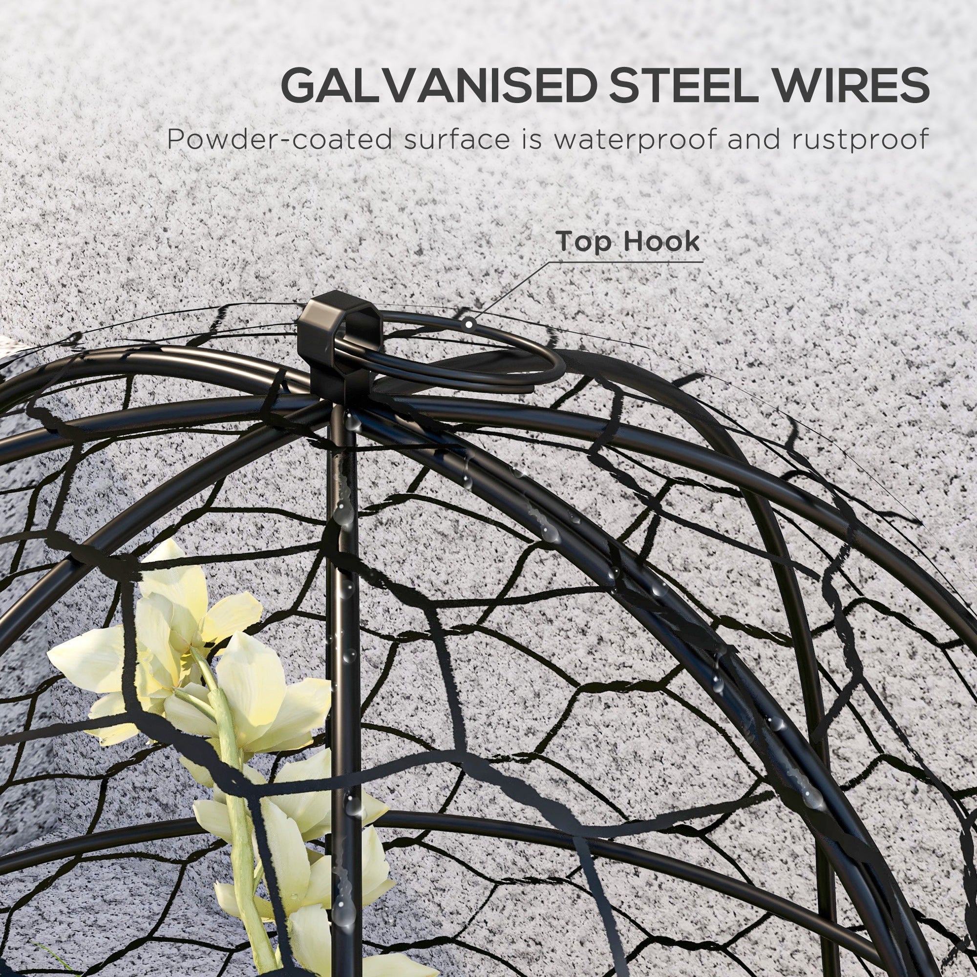 Outsunny 12 Pack Metal Garden Cloches 16"x13" Plant Cages Black Crop Protection to Keep Animals Out 