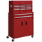6-Drawer Rolling Tool Chest, 2 in 1 Lockable Storage Cabinet with Hooks, Metal Tool Box for Garage, Workshop, Red