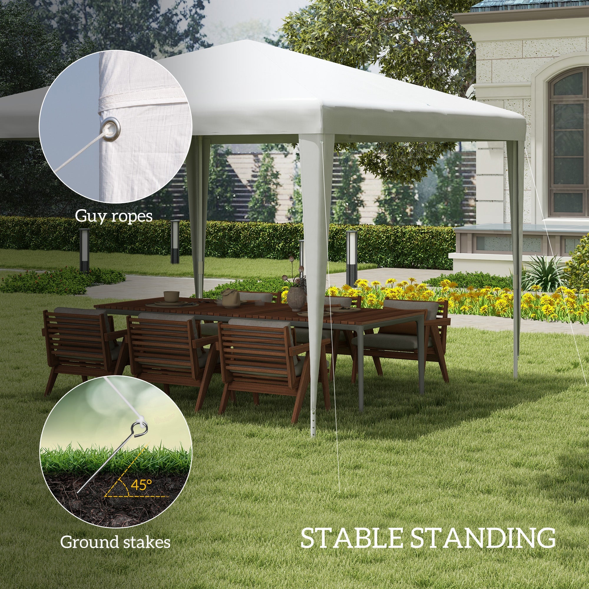 Outsunny 10x10ft Party Tent Portable Gazebo, Folding Garden Canopy Event Shelter Outdoor Sunshade White 
