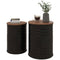 HOMCOM 2 Piece Round Side Table Set Nesting Coffee Tables Wooden Top Metal Frame Hidden Storage Bedroom Furniture