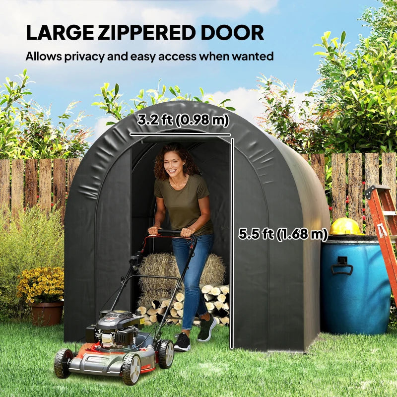6' x 8' Outdoor Storage Shed, Heavy Duty Galvanized Steel Portable Shed for Bike, Motorcycle, Garden Tools, Black