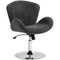 Swivel Office Chair, Velvet Desk Chair with Wide Bucket Seat, Butterfly Back, Tilt Function and Round Base, Dark Grey