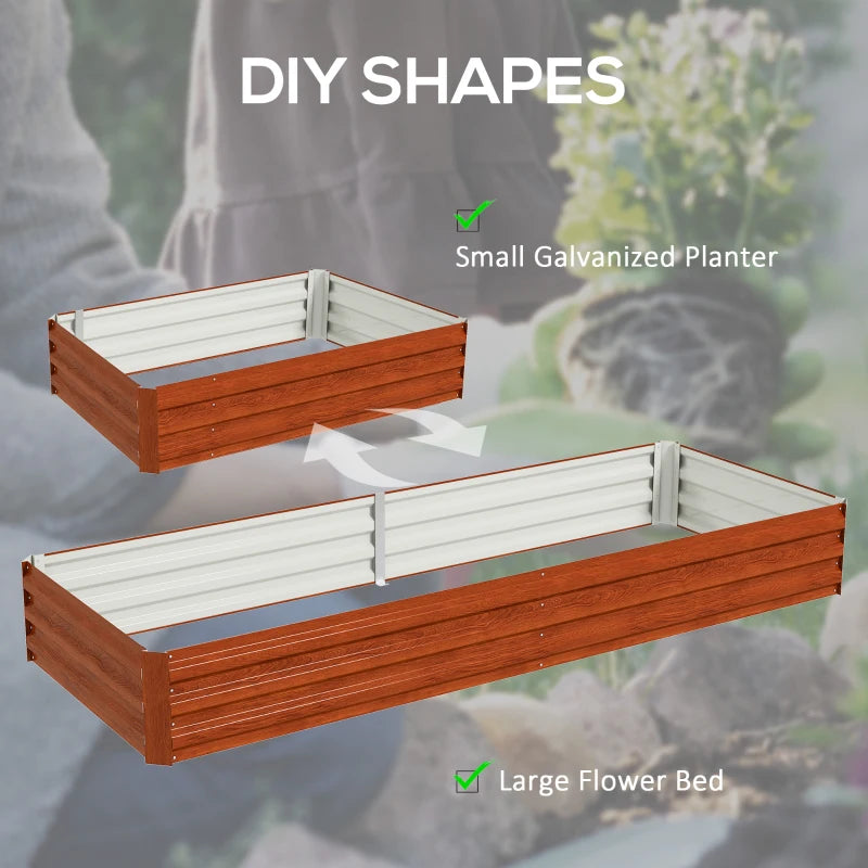 95" x 36" x 12" Galvanized Raised Garden Bed, Metal Elevated Planter Box for Growing Flowers, Herbs, Succulents, Brown