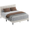 Queen Size Bed Frame with Upholstered Headboard, Modern Platform Bed Frame with Wood Slats, 1100 lbs Capacity, Cream