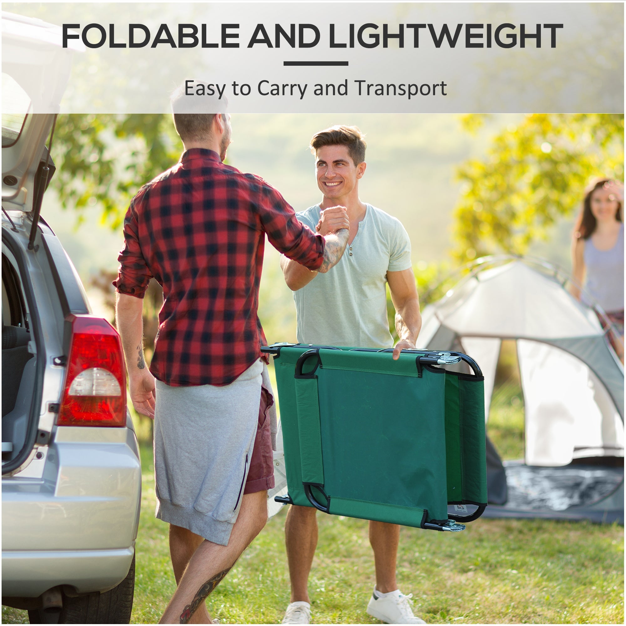 Outsunny Portable Folding Beach Lounge Chair, Reclining Patio Sun Lounger Bed, Green - Ideal for Camping & Garden 