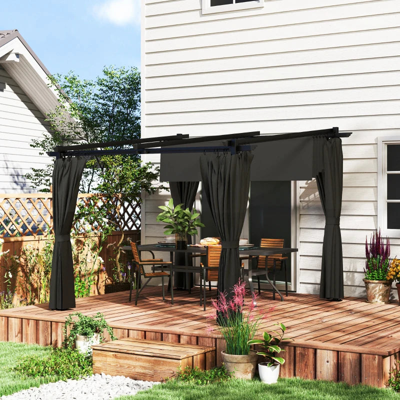 8' x 8.5' Metal Retractable Pergola Canopy with Sidewalls, Outdoor Gazebo UPF30+ Sun Shade Shelter for Garden, Deck
