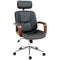 Office Chair, PU Leather Desk Chair with Removable Headrest, Adjustable Height, Tilt Function and with Wheels, Black