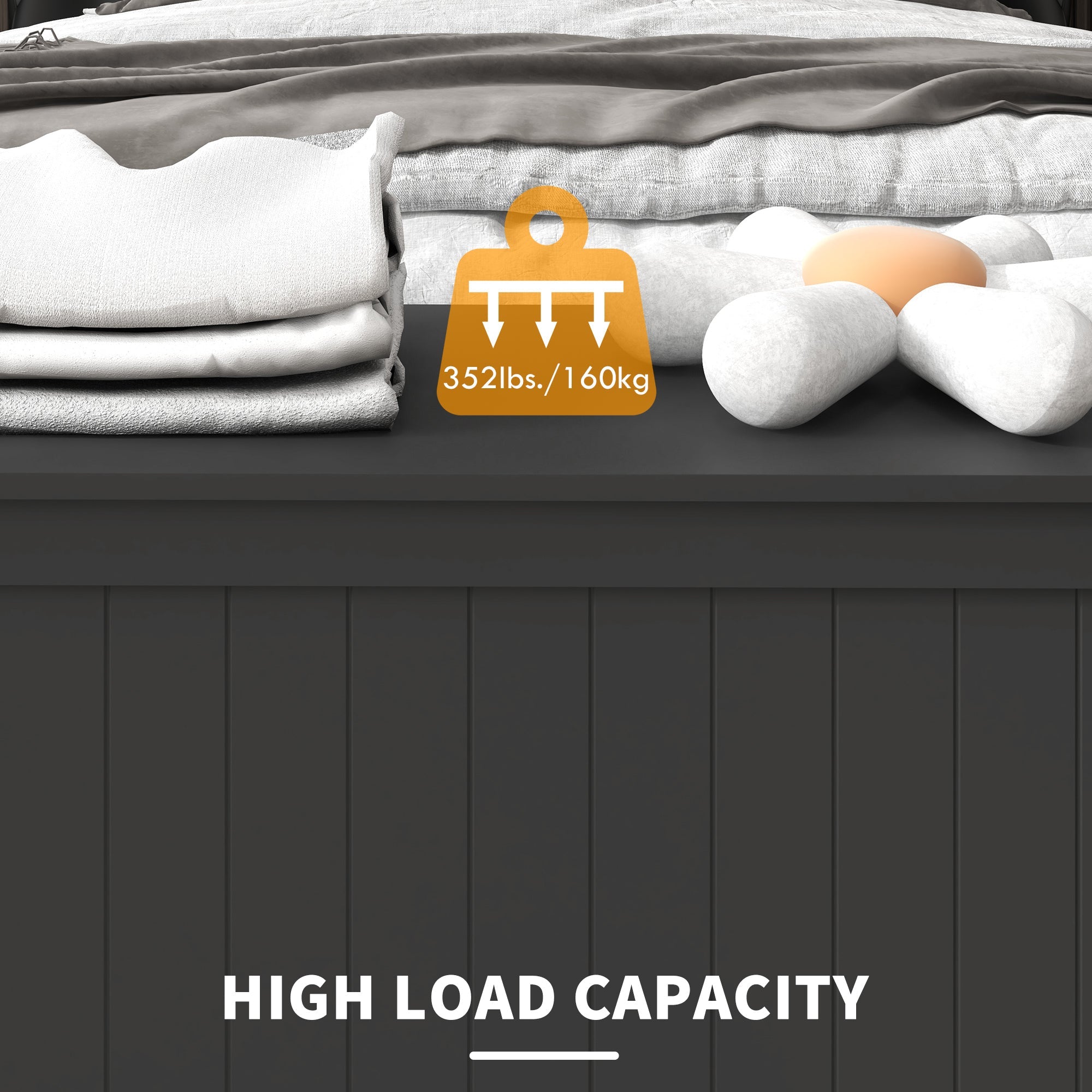 HOMCOM Modern Storage Chest Bench with Safety Hinges Entryway Toy Chest Black with Side Handles for Living Room Playroom 