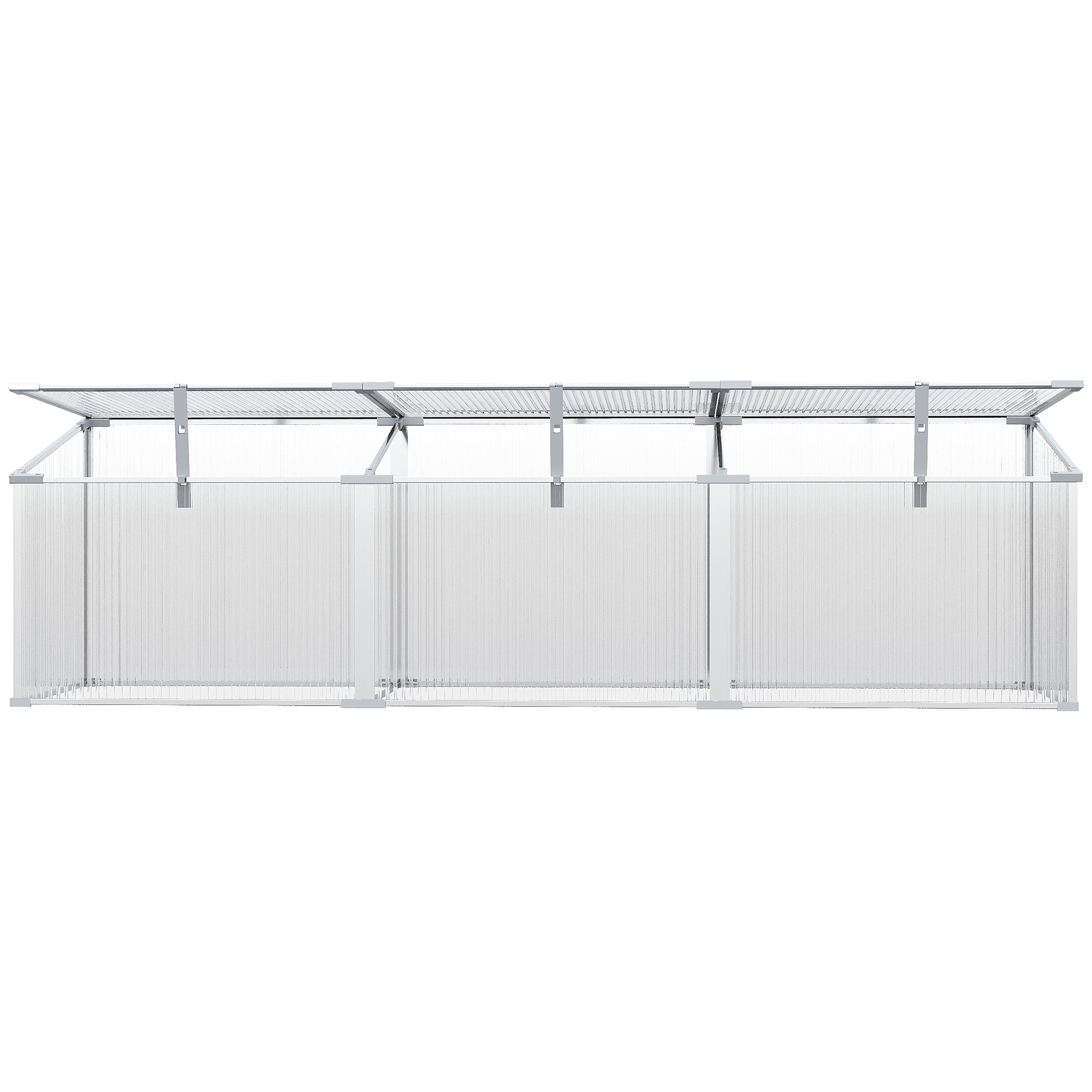 Outsunny Aluminum Cold Frame Greenhouse: Portable Raised Garden Bed with Openable Top, 71x21x20in 