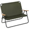Outsunny Double Folding Loveseat Camping Chair Portable Outdoor 2 Person Wood Armrest Fishing Travel Green