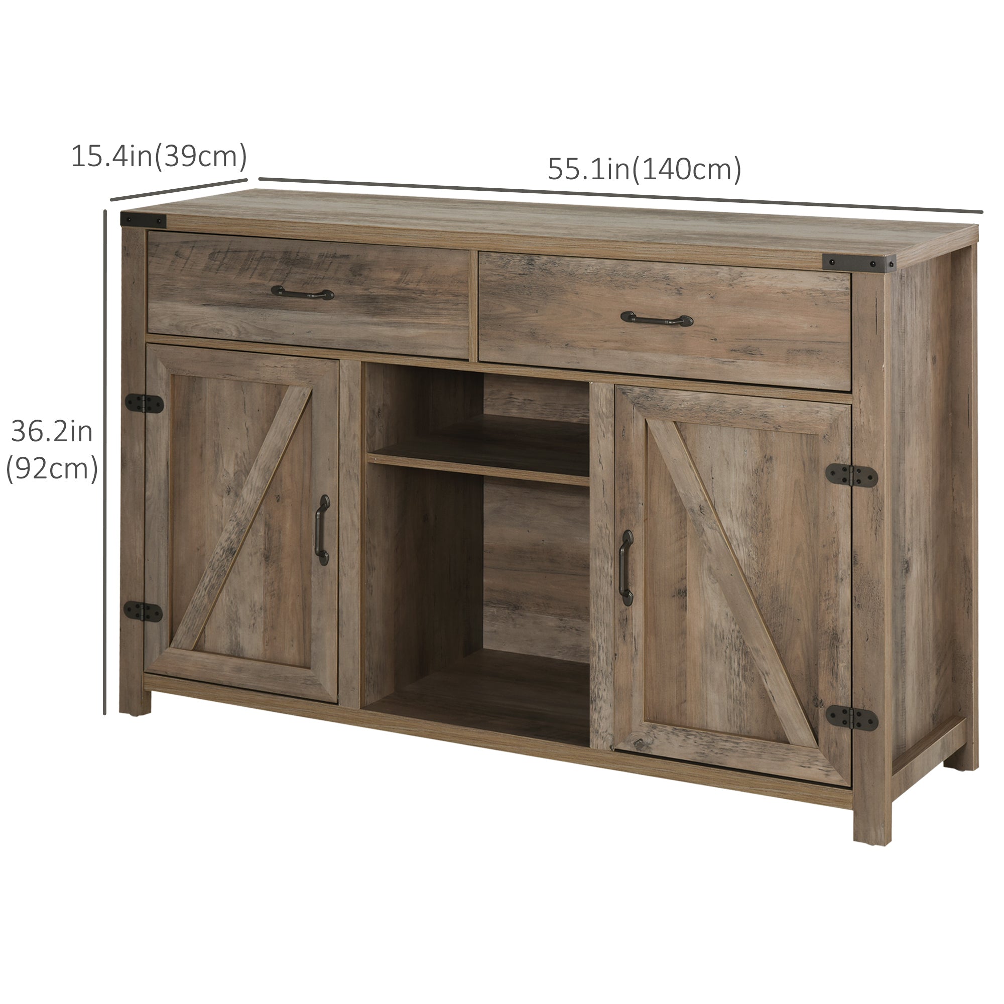 HOMCOM Farmhouse Wine Rack Storage Cabinet: Bar Cabinet, Sideboards and Buffets with Doors and Drawer for Dining Room 