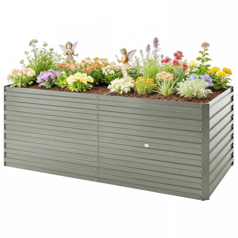 5' x 3' x 2' Raised Garden Bed, Galvanized Planter Box for Growing Flowers, Herbs and Vegetables, Light Grey