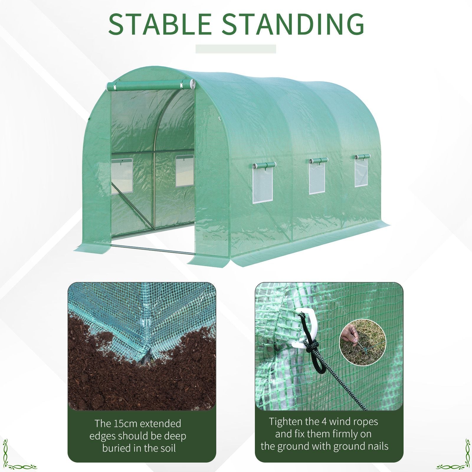 Outsunny Outdoor Walk-in Grow Shelter: 13' x 6' x 6' Tunnel Portable Plant Gardening Warm House with PE Cover, Green 