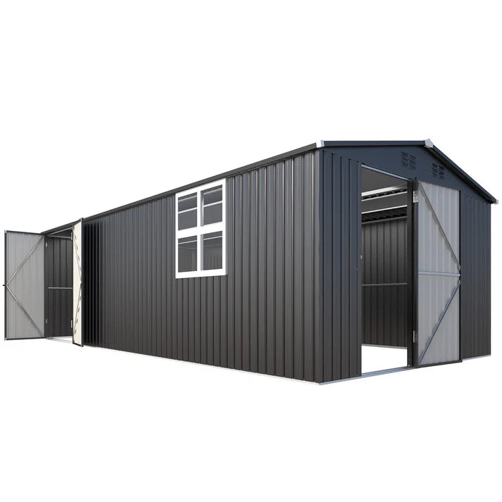YODOLLA 10' x 20' Outdoor Storage Shed, Large Metal Garden Shed with Windows & Double Doors