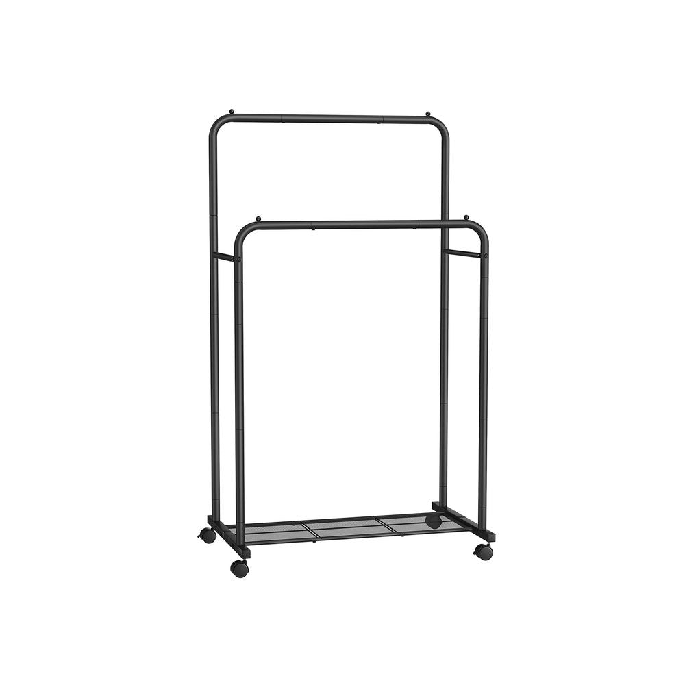 SONGMICS Clothes Rack with Wheels and Dense Mesh Storage Shelf 