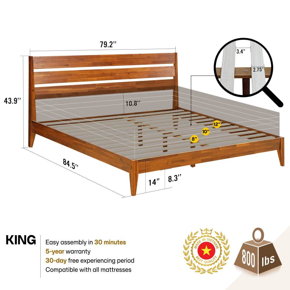 Emery Deluxe Wood Platform Bed Frame 