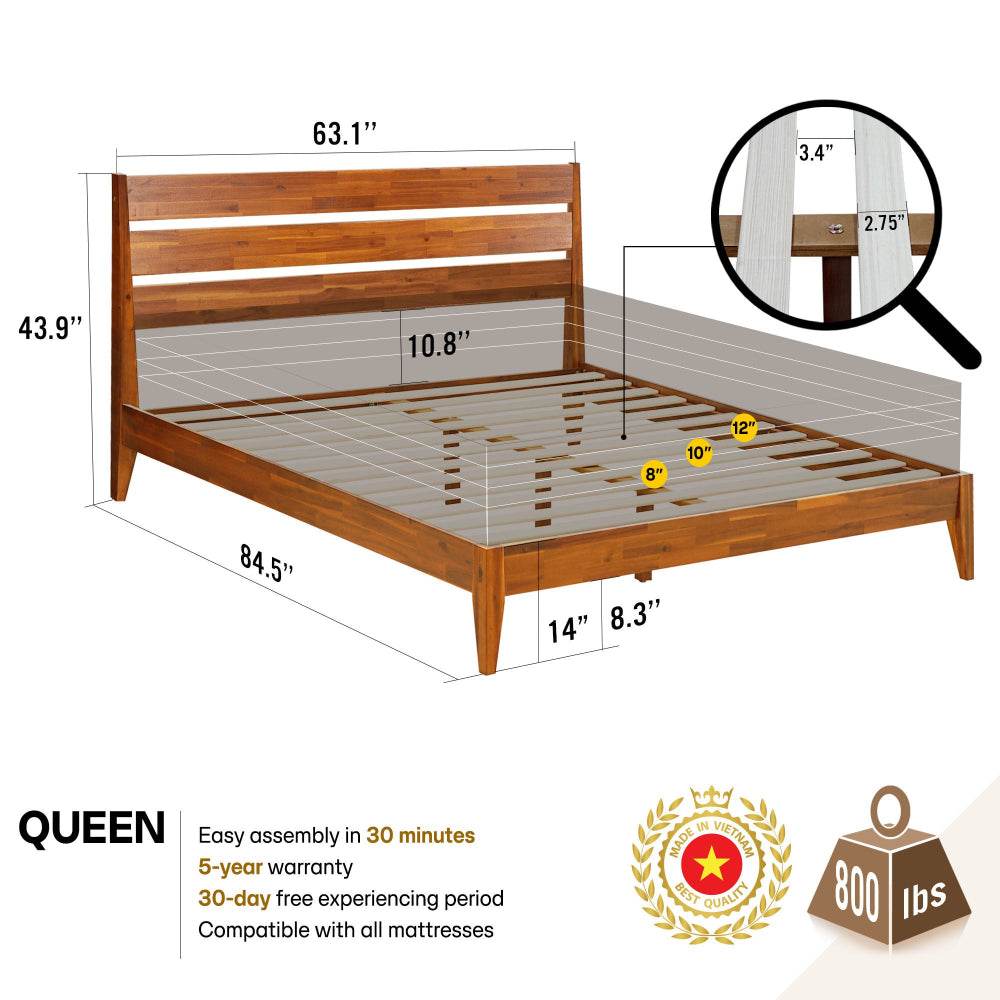 Emery Deluxe Wood Platform Bed Frame 