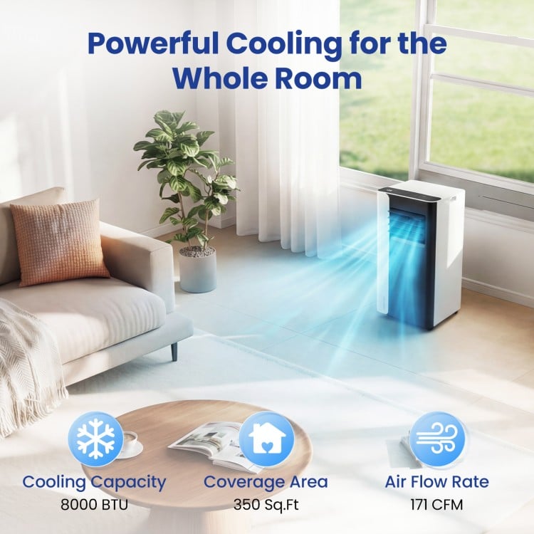 8000 BTU  3 in 1 Portable Air Conditioner with Fan and Dehumidifier Model