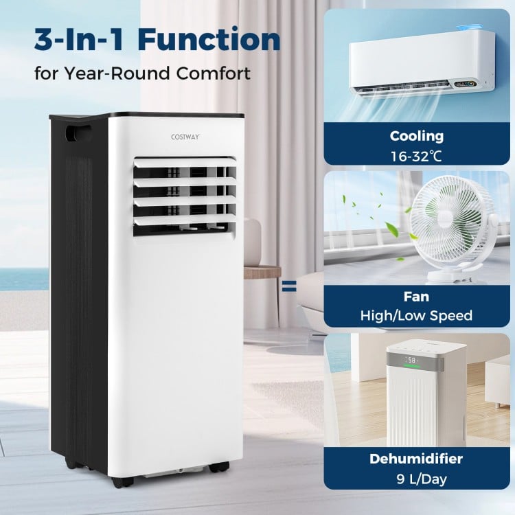 8000 BTU Portable Air Conditioner with Fan and Dehumidifier and LED Display