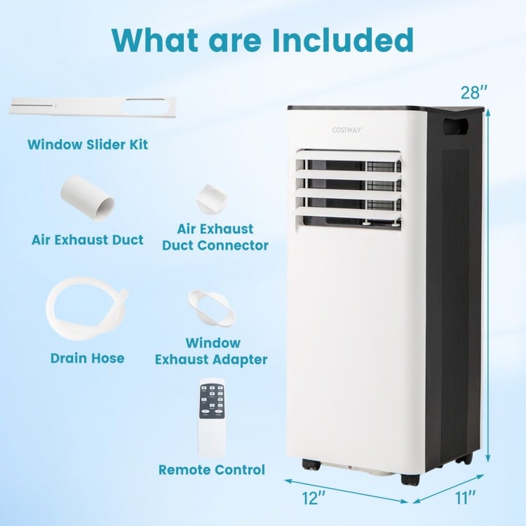 8000 BTU Portable Air Conditioner with Fan and Dehumidifier and LED Display