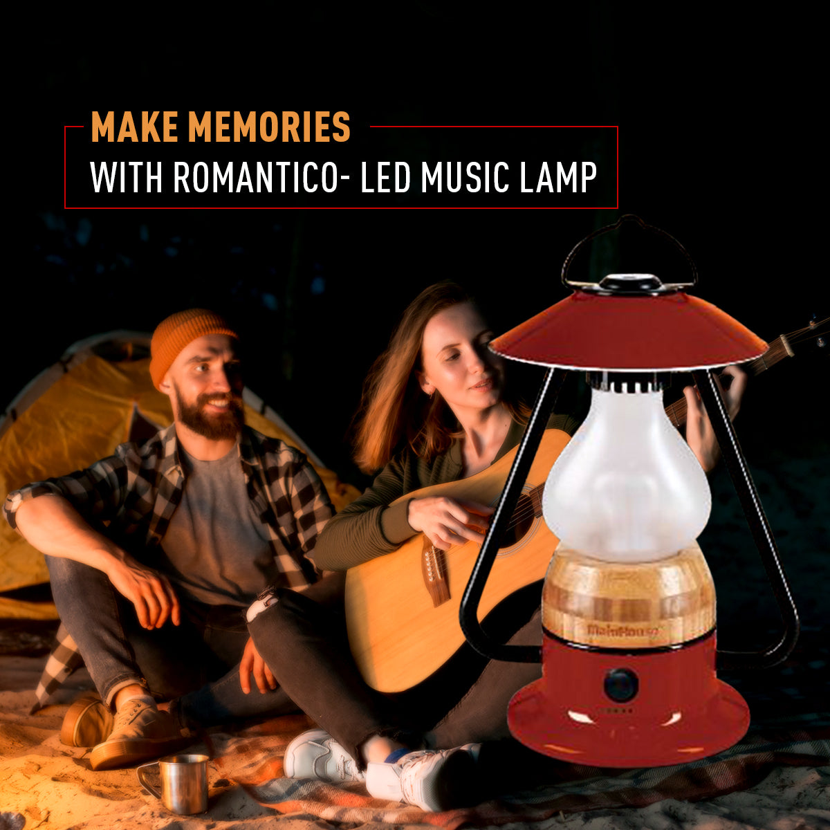 TRU De-LIGHT ROMANTICO LED All-in-One Lamp, Rechargeable, Bluetooth Music Speaker - FIRE RED / YELLOW / AUQA BLUE / GREEN / BLACK 