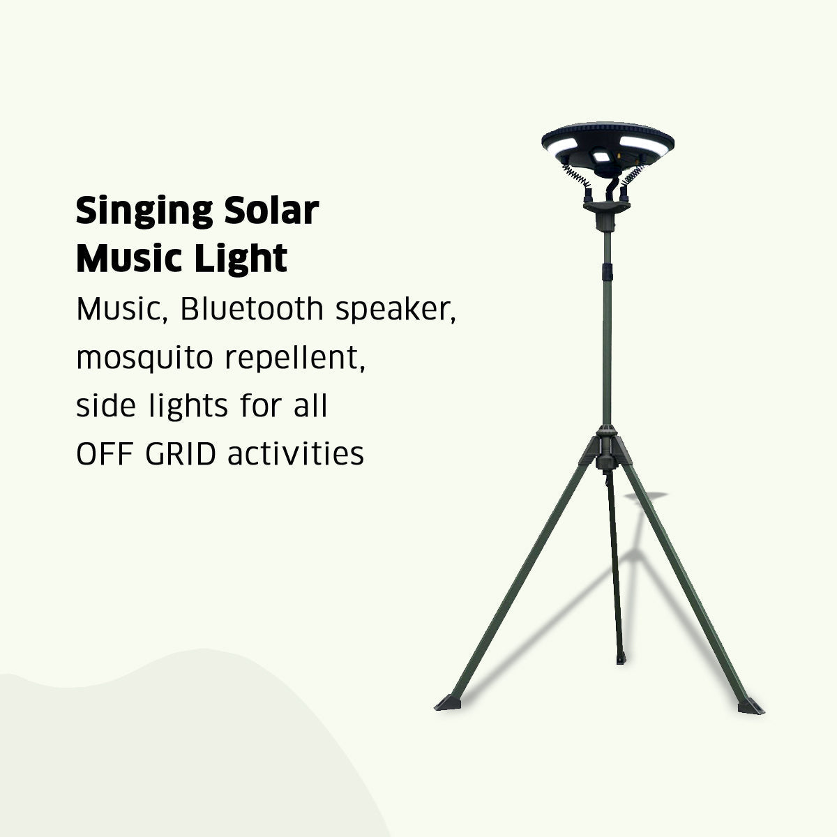 TRU De-LIGHT Singing Music Solar LED Light - Strong BT Speaker/Main Light+3 Detachable Multi Mode Lights/Tripod+Carry Bag 