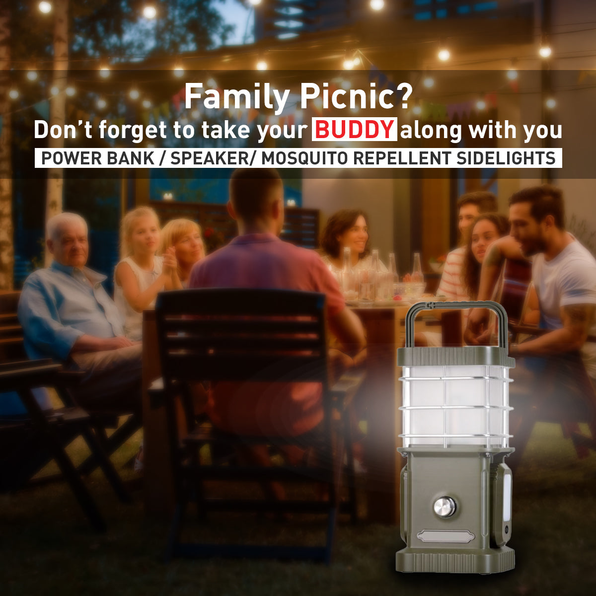 TRU De-LIGHT BUDDY Dimmable LED Lamp / Power Bank / Bluetooth Speaker / Independent side lamps - Music / Decoration - All-In-One 