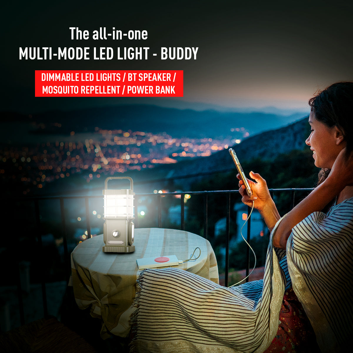 TRU De-LIGHT BUDDY Dimmable LED Lamp / Power Bank / Bluetooth Speaker / Independent side lamps - Music / Decoration - All-In-One 