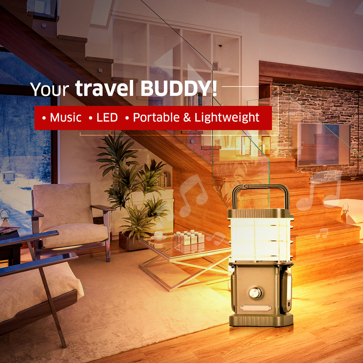 TRU De-LIGHT BUDDY Dimmable LED Lamp / Power Bank / Bluetooth Speaker / Independent side lamps - Music / Decoration - All-In-One 