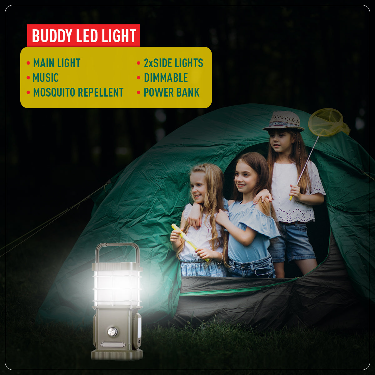 TRU De-LIGHT BUDDY Dimmable LED Lamp / Power Bank / Bluetooth Speaker / Independent side lamps - Music / Decoration - All-In-One 