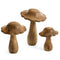 Scallop Wood Mushroom – Set of 3 Handcrafted Decorative Wooden Mushrooms with Scalloped Caps & Light Burnt Finish