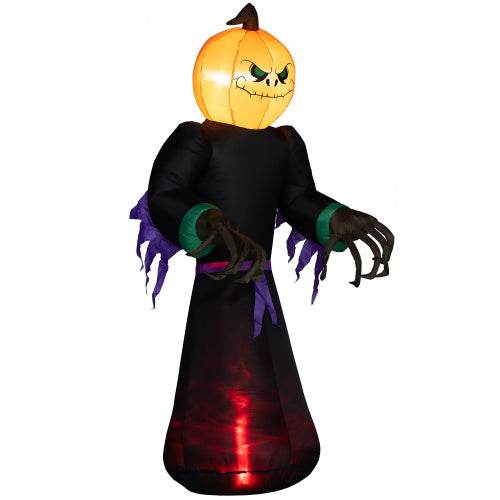HOMCOM 7 Halloween Inflatable Outdoor Decoration Reaper Ghost Pumpkin, Blow Up LED Yard Decor For Garden, Lawn, Party, Holiday, Waterproo 