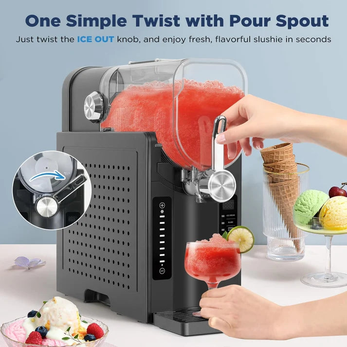 Professional Slushie Machine with Self-Cleaning Function, No Ice Needed, 6 Presets, Black