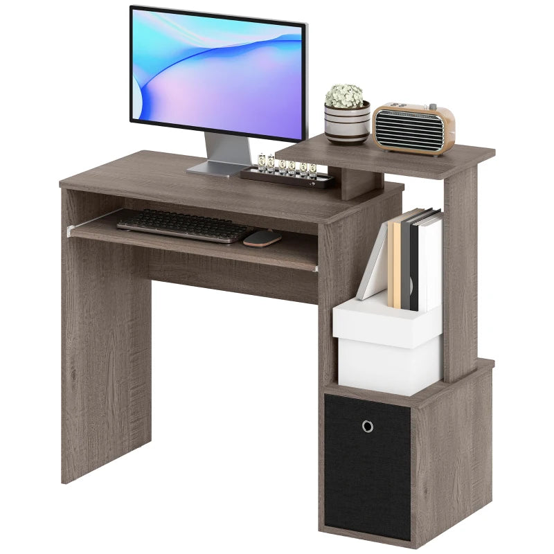 Computer Desk with Sliding Keyboard Tray Storage Drawer Shelf Home Office Workstation Grey
