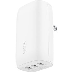 Belkin 67W Portable 3-Port USB-C Wall Charger - 3xUSB-C (67W Total) - Fast Charging - Power Adapter - White 