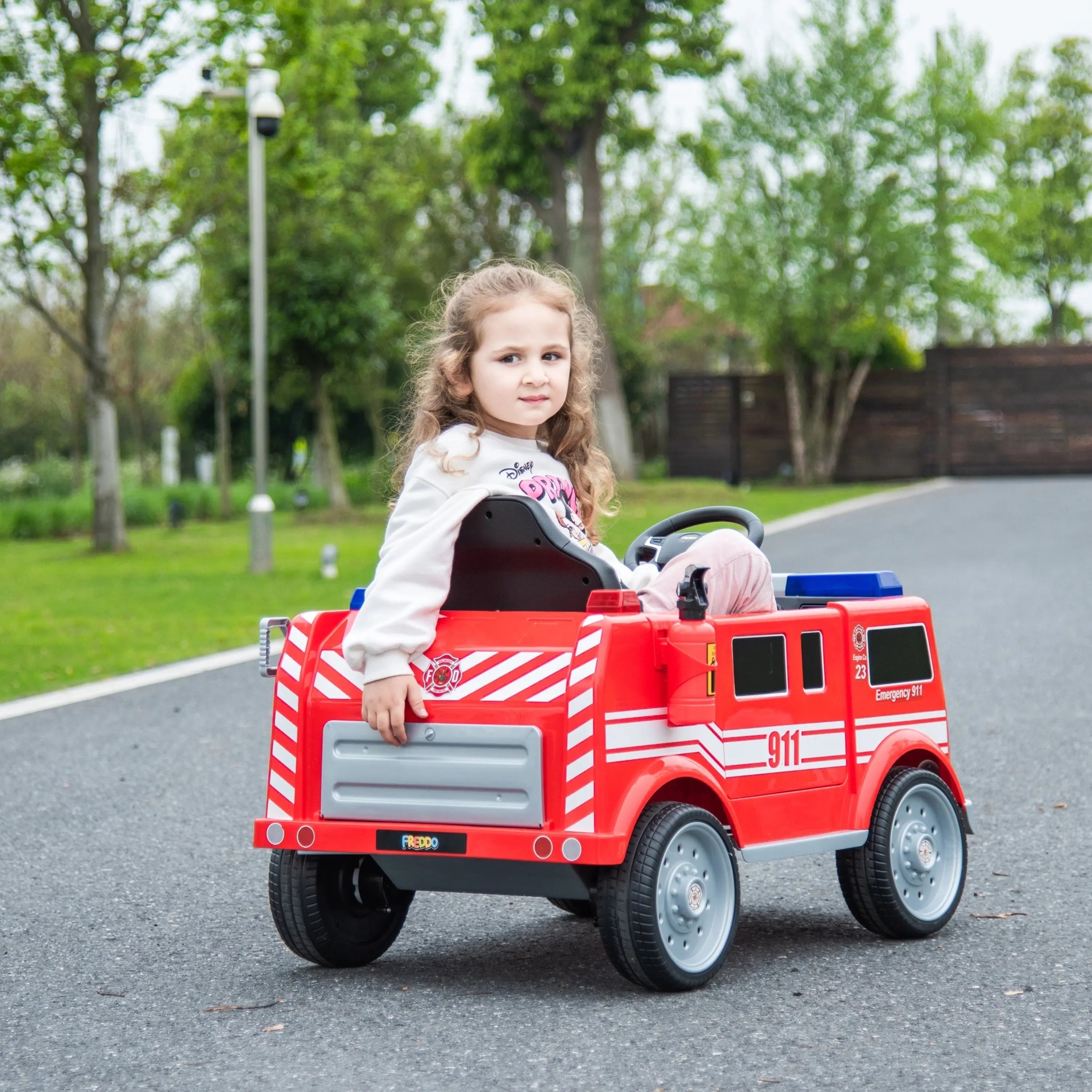12V Freddo Fire Truck 1 Seater Ride on 