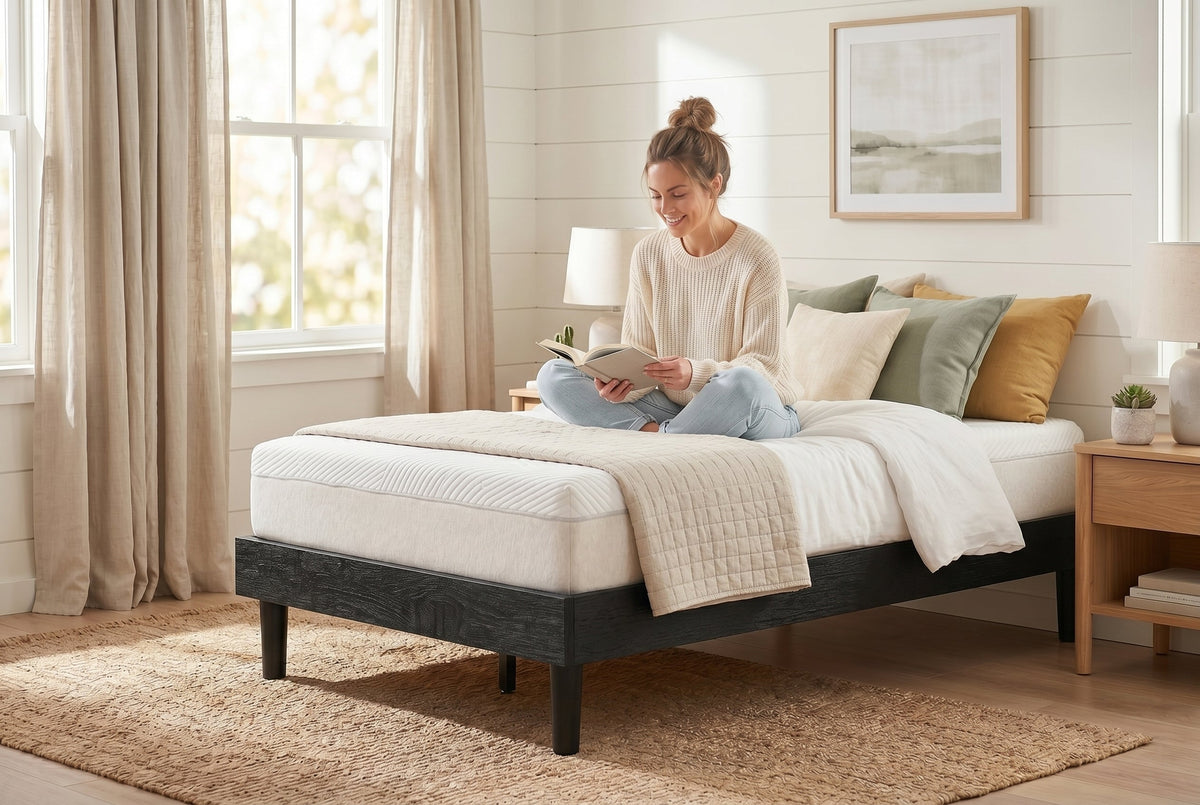 Twin Platform Bed Frame, Black, Low Profile