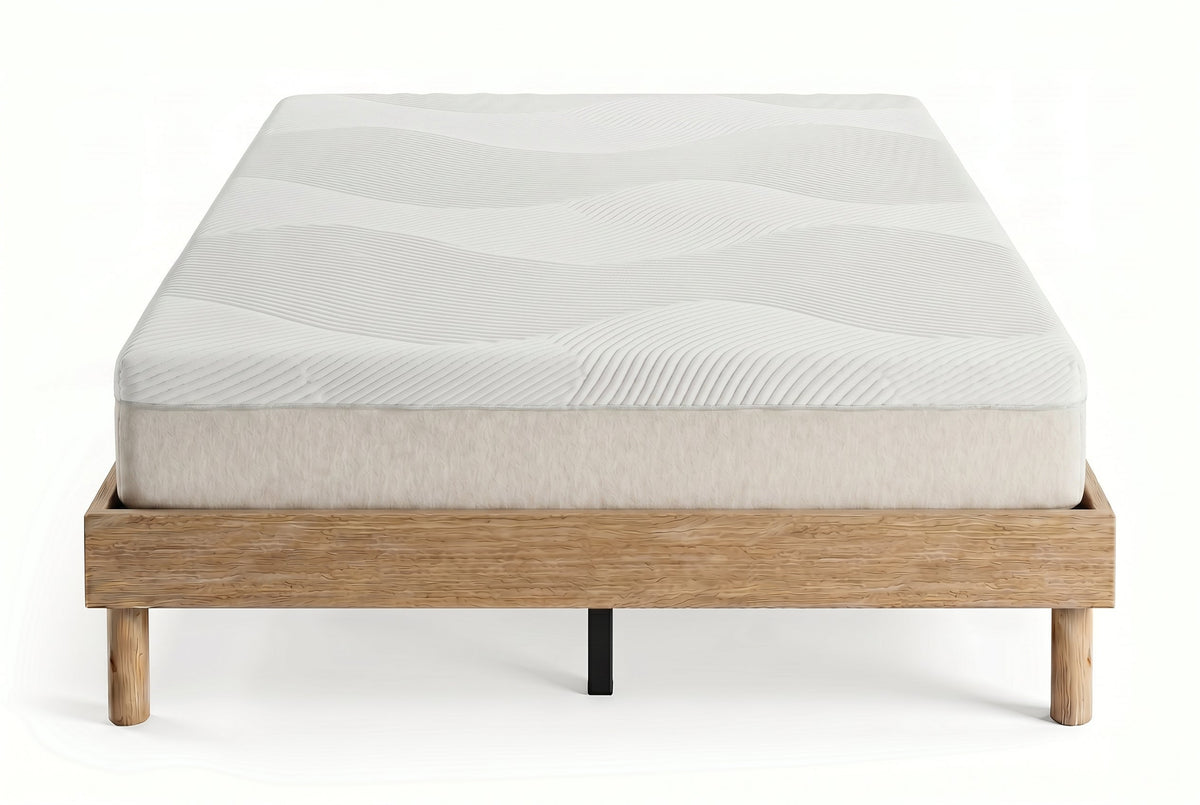 Queen Platform Bed Frame, Natural Oak-Look, Low Profile
