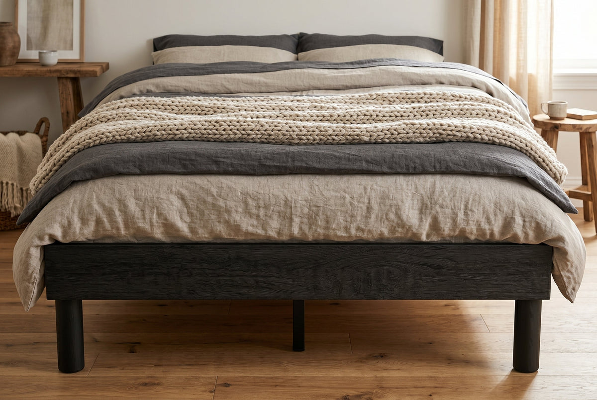 Queen Platform Bed Frame, Black, Low Profile