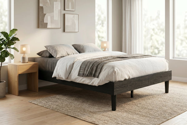 King Platform Bed Frame, Black, Low Profile