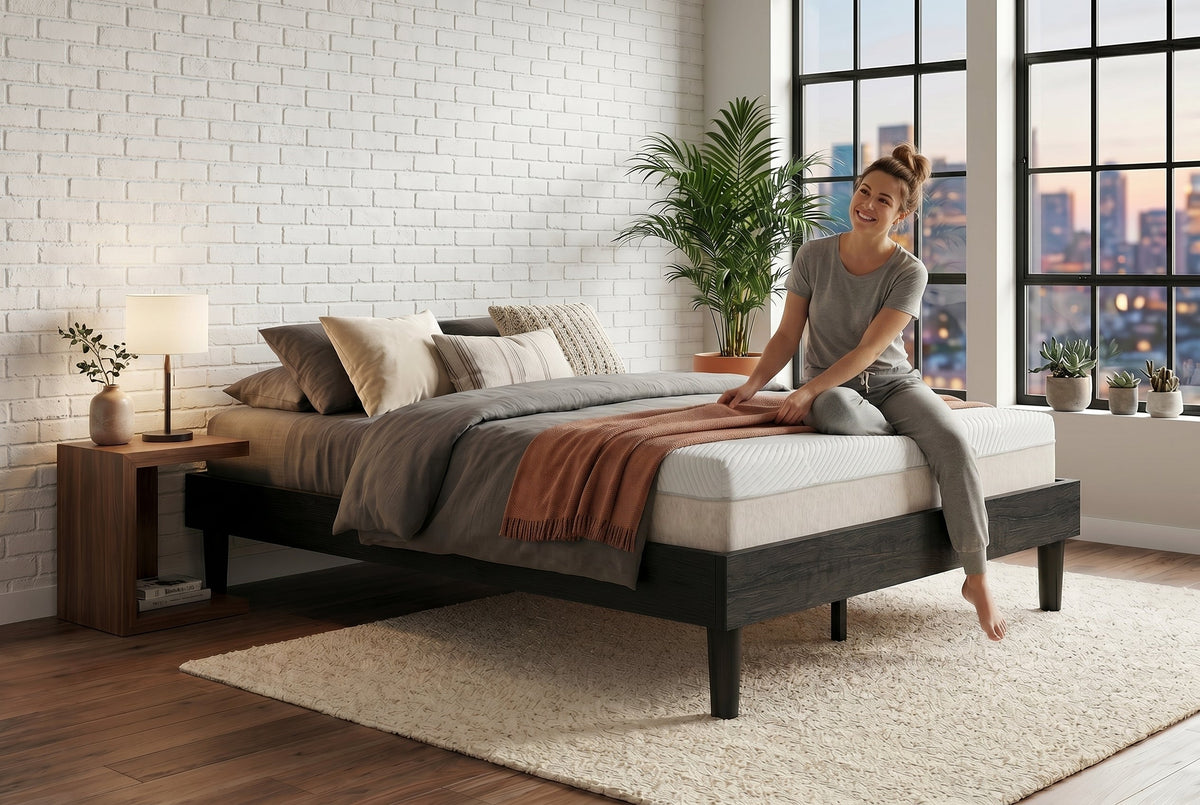 King Platform Bed Frame, Black, Low Profile