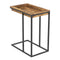 C-Shaped End Table with Sunken Tray Top, Black Metal Frame