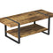 Coffee Table, 44 in, Reclaimed-Wood-Look Finish, Black Metal Base