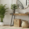 Console Table, 47 in, Reclaimed-Wood-Look Finish, Black Metal Base