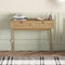 Mid-Century Modern Console Table with 2 Rattan Drawers, Natural Wood Look Sofa Table for Entryway, Hallway, or Living Room