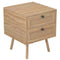 Nightstand, 2 Drawers, Cane-Look Fronts, Natural Wood-Look Finish