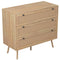 Dresser, 3 Drawers, Cane-Look Fronts, Natural Wood-Look Finish