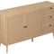 Sideboard Buffet, 2 Doors and 3 Drawers, Cane-Look Fronts, Wood-Look Finish