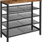HOOBRO 5-Tier Shoe Rack, Adjustable Flat & Slanted Shoe Storage Organizer for 16 Pairs, Rustic Brown & Black