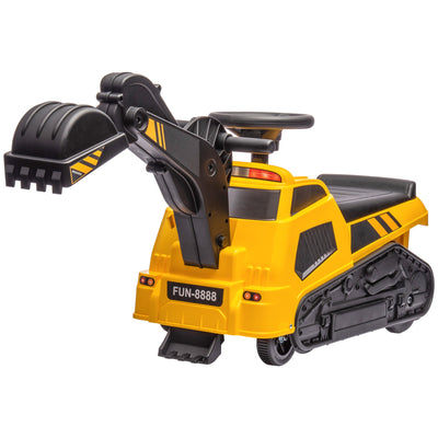 Aosom 3 in 1 Kids Ride On Excavator Bulldozer Road Roller Pretend Play Construction Toy with Music Yellow for 18-48 Months 